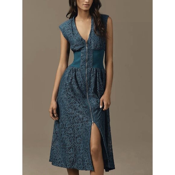 Anthropologie Maeve Dresses & Skirts - NWT Size S - Anthropologie Maeve Tommie Smocked Front-Zip Lace Shirt Dress